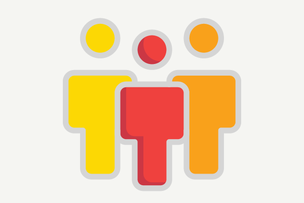 Icon of a group of three people standing next to each other