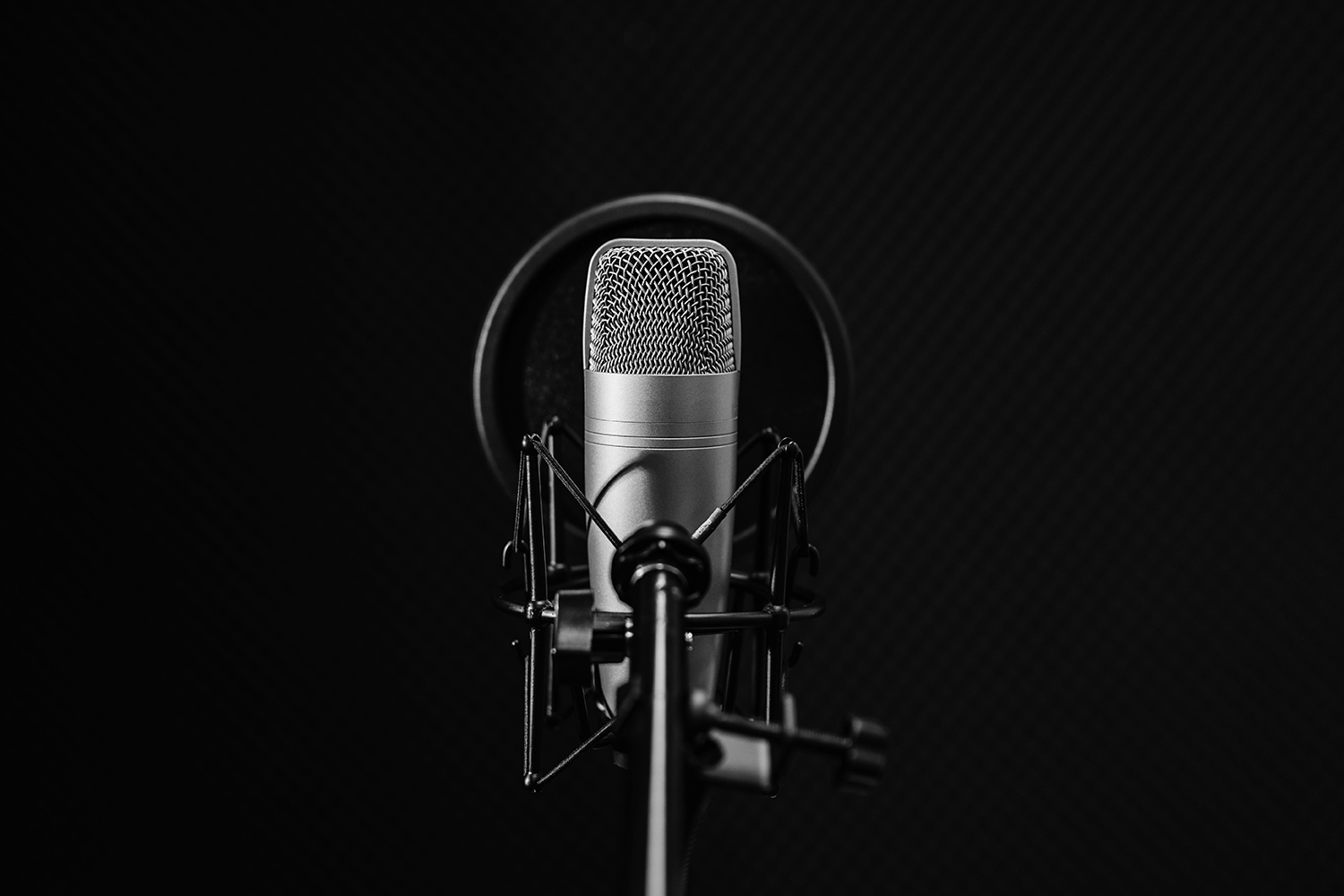 Studio microphone on a black background