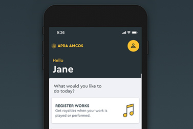 APRA AMCOS for Music Creators app screenshot